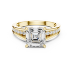 Emerald Cut Cathedral Pavé Diamond Engagement Ring – 2.07 CTW Hidden Gallery Design