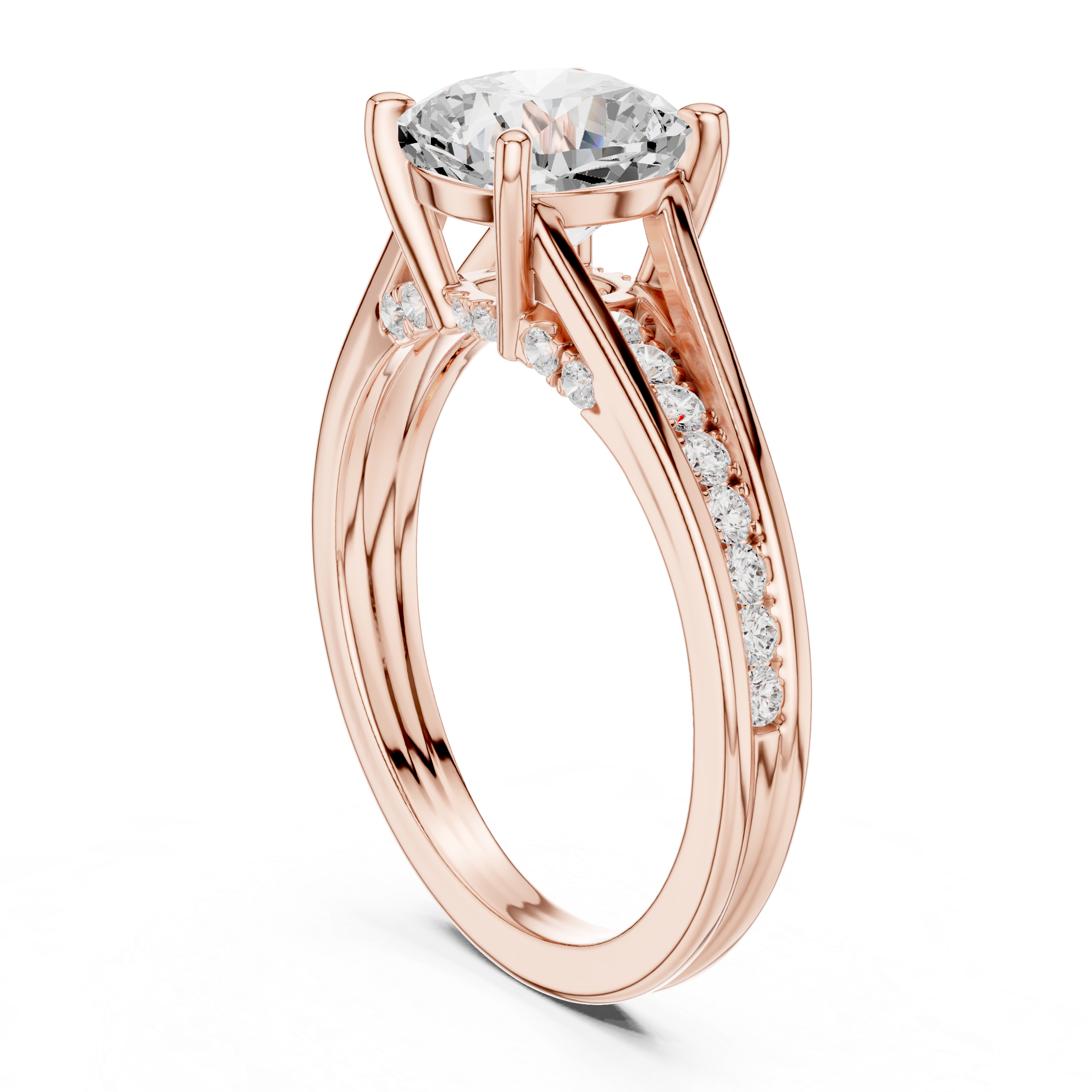 Cushion Cut Cathedral Diamond Engagement Ring with Pavé Shoulders – 2.07 CTW