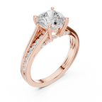Cushion Cut Cathedral Diamond Engagement Ring with Pavé Shoulders – 2.07 CTW