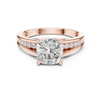 Cushion Cut Cathedral Diamond Engagement Ring with Pavé Shoulders – 2.07 CTW