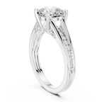 Cushion Cut Cathedral Diamond Engagement Ring with Pavé Shoulders – 2.07 CTW