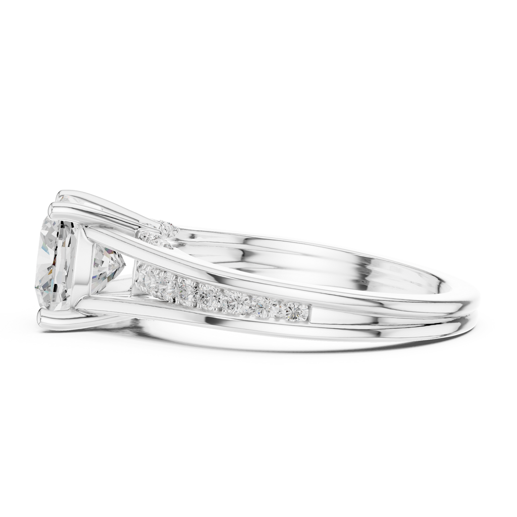 Cushion Cut Cathedral Diamond Engagement Ring with Pavé Shoulders – 2.07 CTW