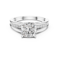 Cushion Cut Cathedral Diamond Engagement Ring with Pavé Shoulders – 2.07 CTW