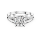 Cushion Cut Cathedral Diamond Engagement Ring with Pavé Shoulders – 2.07 CTW