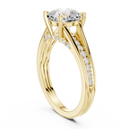 Cushion Cut Cathedral Diamond Engagement Ring with Pavé Shoulders – 2.07 CTW