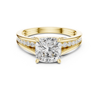 Cushion Cut Cathedral Diamond Engagement Ring with Pavé Shoulders – 2.07 CTW
