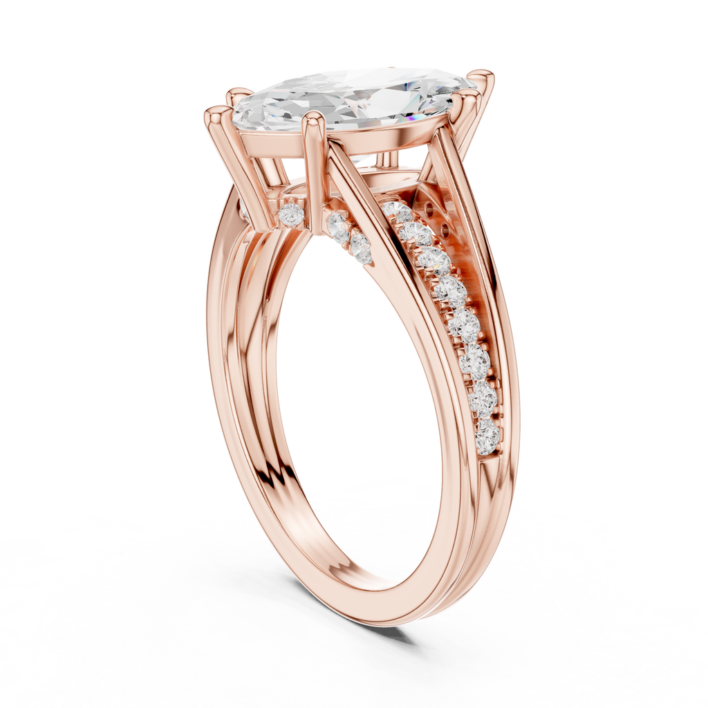 Marquise Cut Cathedral Diamond Engagement Ring with Pavé Accents – 2.09 CTW