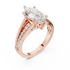 Marquise Cut Cathedral Diamond Engagement Ring with Pavé Accents – 2.09 CTW
