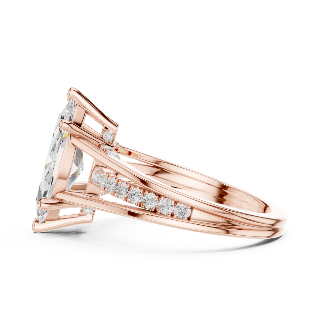 Marquise Cut Cathedral Diamond Engagement Ring with Pavé Accents – 2.09 CTW