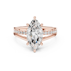 Marquise Cut Cathedral Diamond Engagement Ring with Pavé Accents – 2.09 CTW