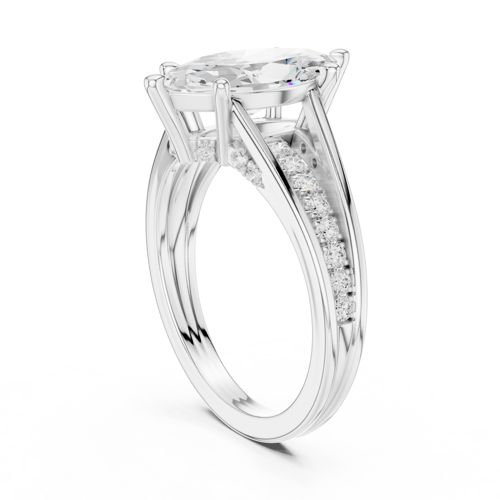 Marquise Cut Cathedral Diamond Engagement Ring with Pavé Accents – 2.09 CTW