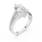 Marquise Cut Cathedral Diamond Engagement Ring with Pavé Accents – 2.09 CTW