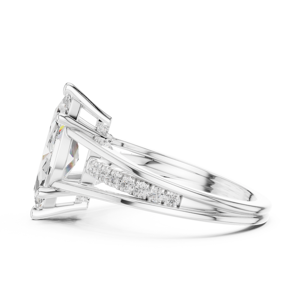 Marquise Cut Cathedral Diamond Engagement Ring with Pavé Accents – 2.09 CTW