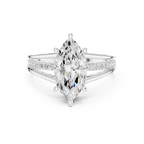 Marquise Cut Cathedral Diamond Engagement Ring with Pavé Accents – 2.09 CTW