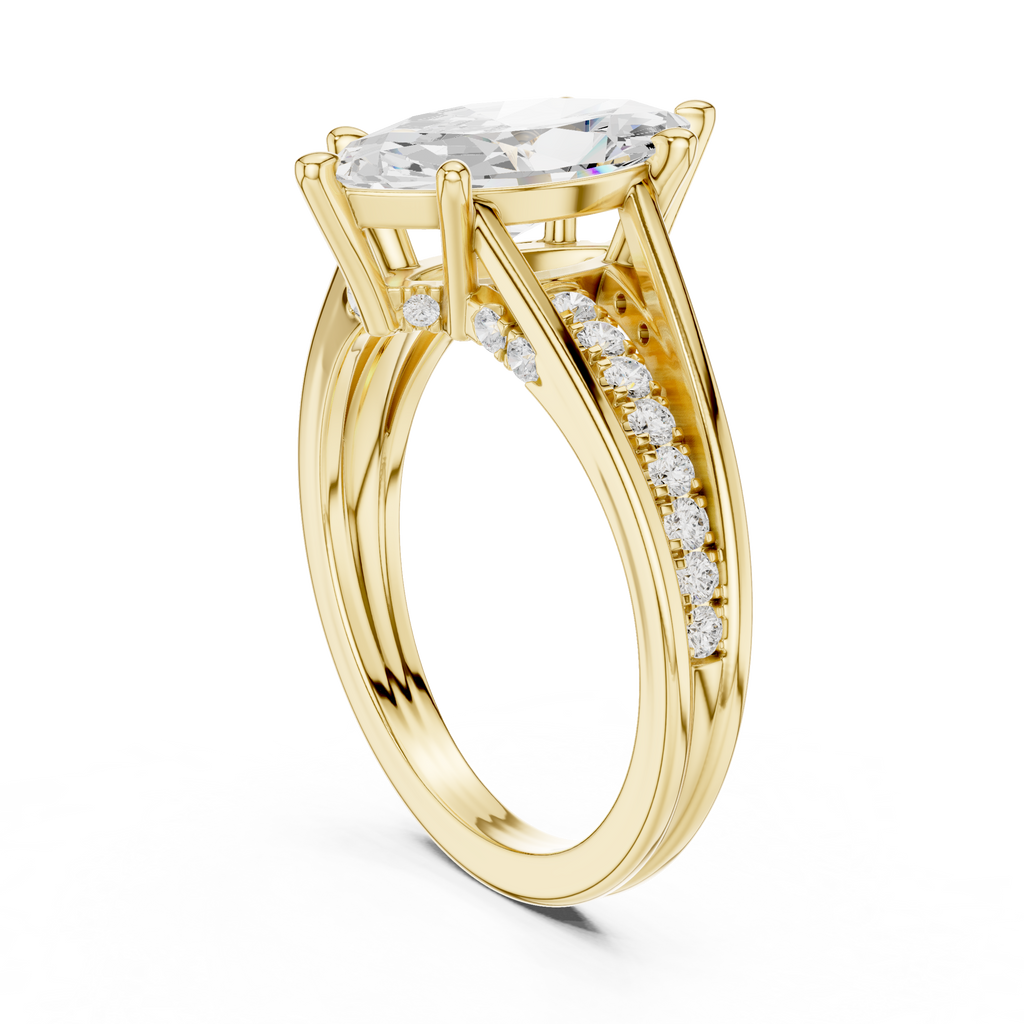 Marquise Cut Cathedral Diamond Engagement Ring with Pavé Accents – 2.09 CTW