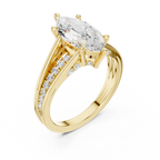 Marquise Cut Cathedral Diamond Engagement Ring with Pavé Accents – 2.09 CTW