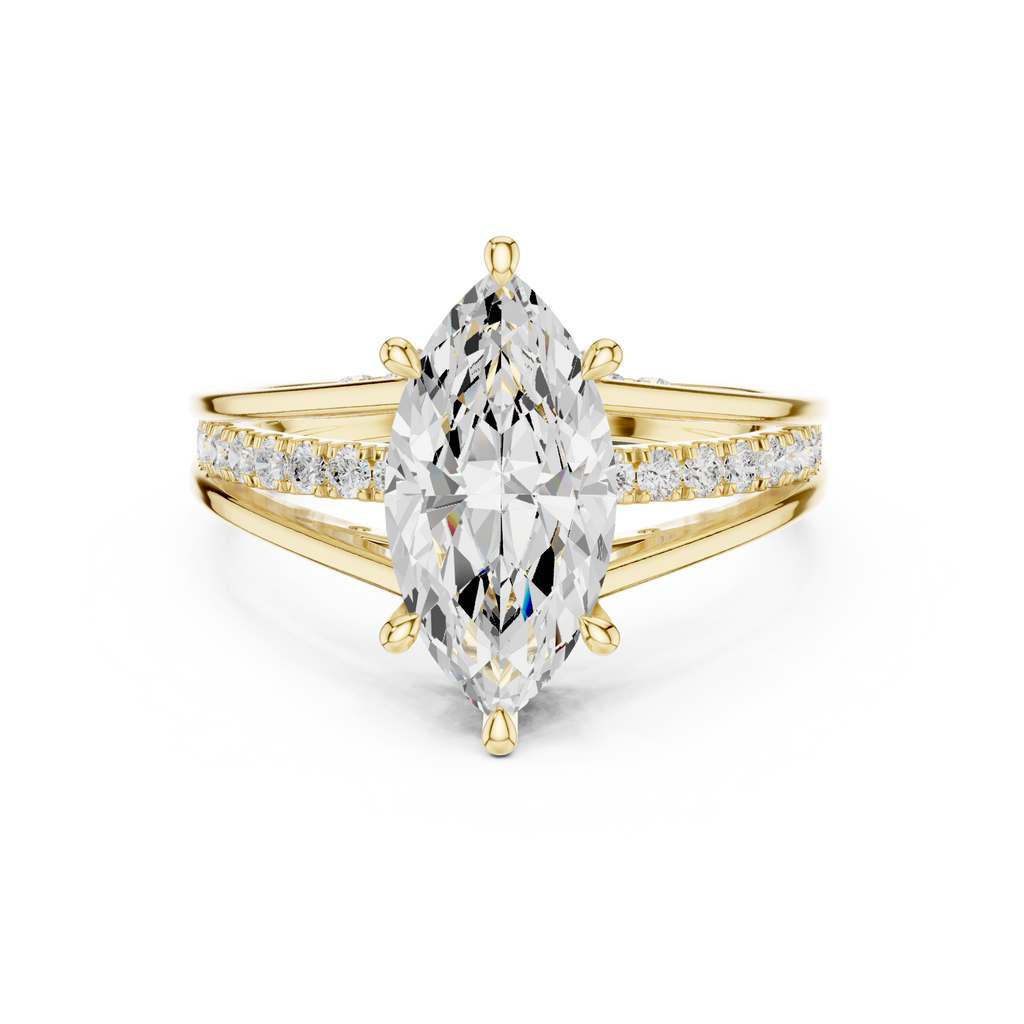 Marquise Cut Cathedral Diamond Engagement Ring with Pavé Accents – 2.09 CTW