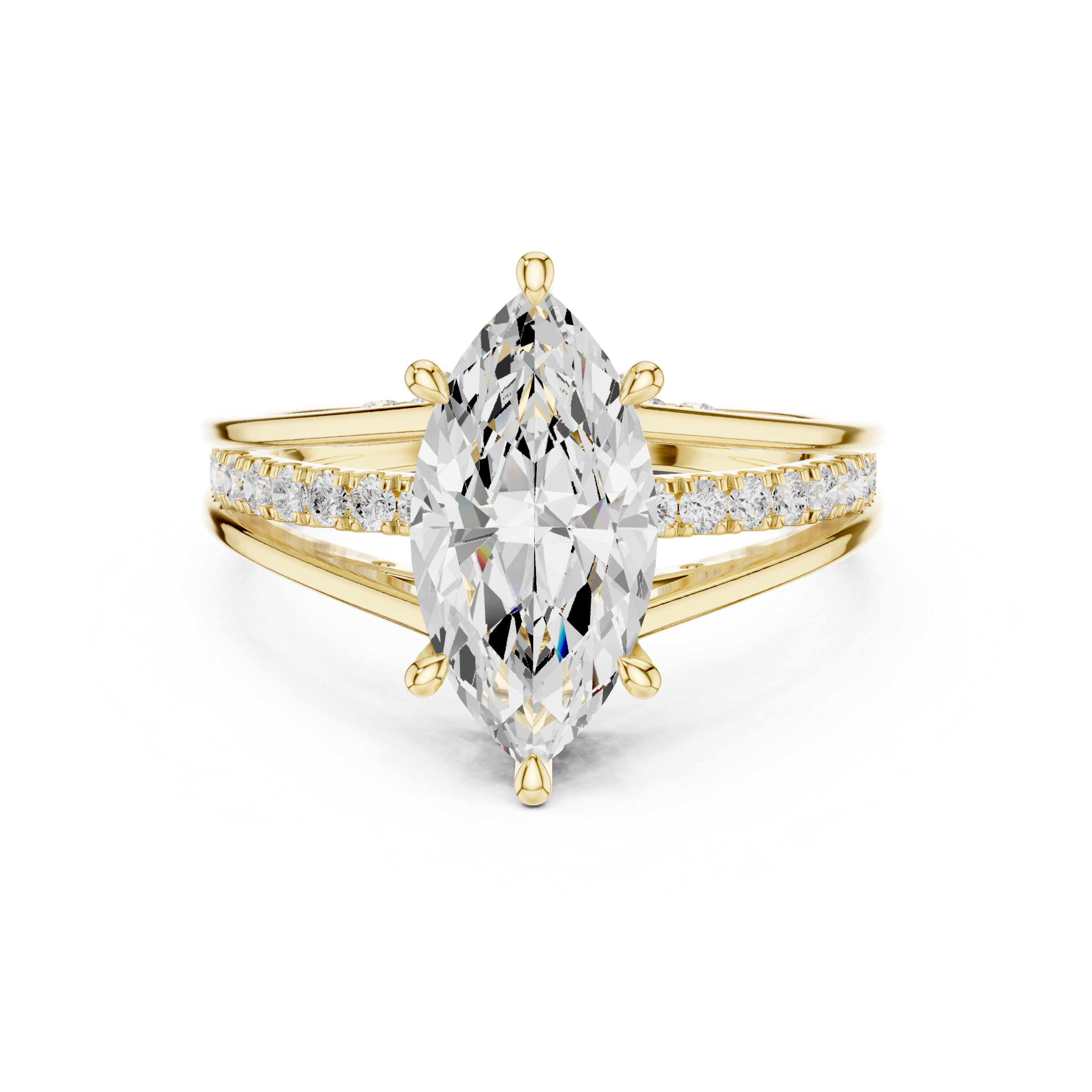 Marquise Cut Cathedral Diamond Engagement Ring with Pavé Accents – 2.09 CTW