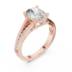 Oval Cut Cathedral Diamond Engagement Ring with Pavé Accents – 1.96 CTW