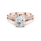 Oval Cut Cathedral Diamond Engagement Ring with Pavé Accents – 1.96 CTW