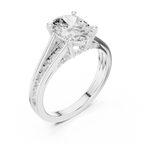 Oval Cut Cathedral Diamond Engagement Ring with Pavé Accents – 1.96 CTW