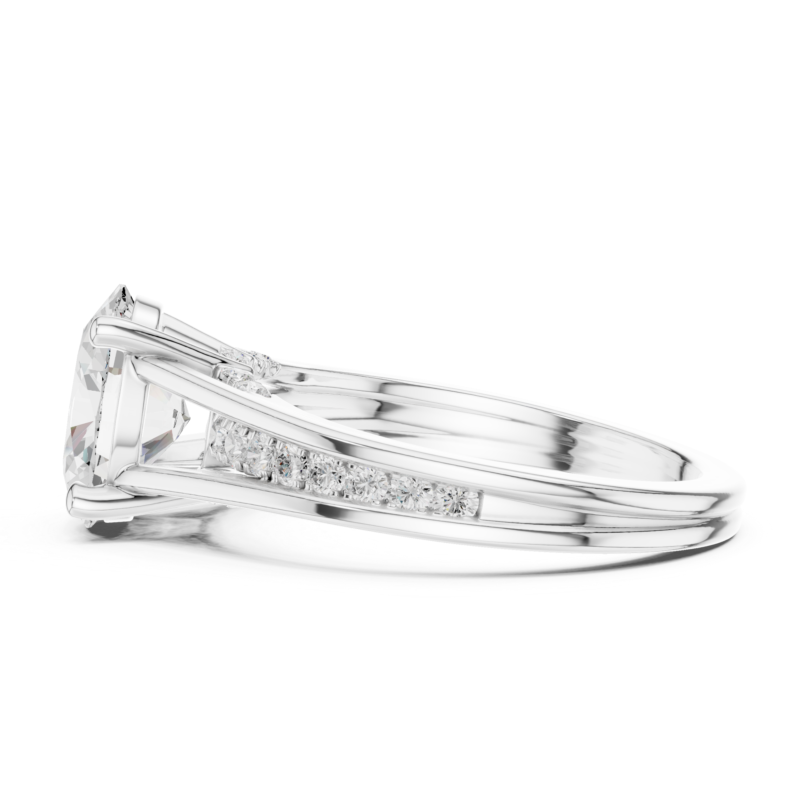 Oval Cut Cathedral Diamond Engagement Ring with Pavé Accents – 1.96 CTW