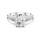 Oval Cut Cathedral Diamond Engagement Ring with Pavé Accents – 1.96 CTW