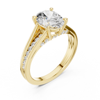Oval Cut Cathedral Diamond Engagement Ring with Pavé Accents – 1.96 CTW