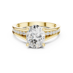 Oval Cut Cathedral Diamond Engagement Ring with Pavé Accents – 1.96 CTW
