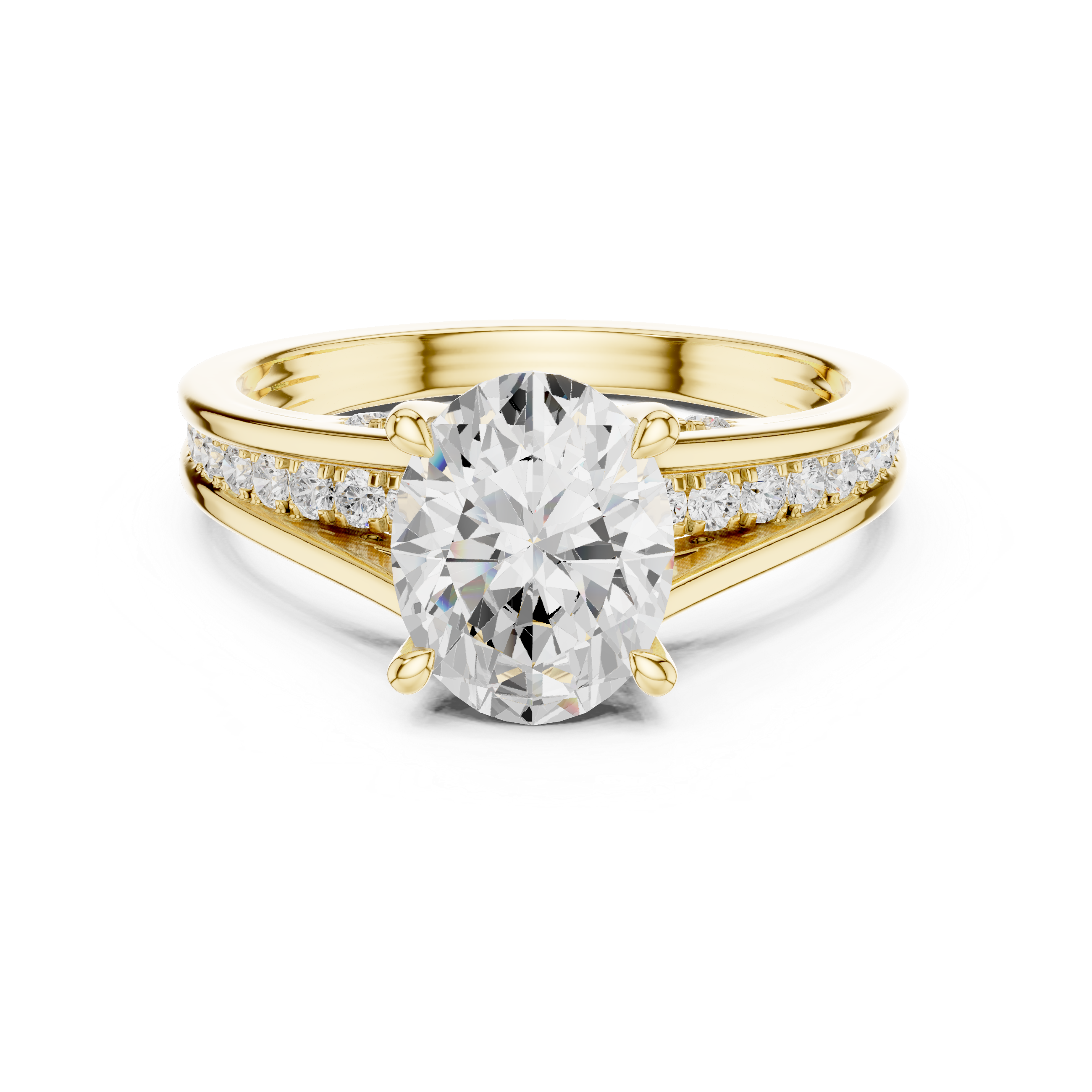 Oval Cut Cathedral Diamond Engagement Ring with Pavé Accents – 1.96 CTW
