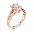 Pear Cut Cathedral Diamond Engagement Ring with Pavé Shoulders – 1.91 CTW