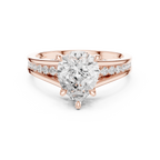 Pear Cut Cathedral Diamond Engagement Ring with Pavé Shoulders – 1.91 CTW