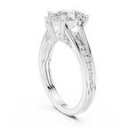 Pear Cut Cathedral Diamond Engagement Ring with Pavé Shoulders – 1.91 CTW