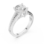 Pear Cut Cathedral Diamond Engagement Ring with Pavé Shoulders – 1.91 CTW