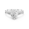 Pear Cut Cathedral Diamond Engagement Ring with Pavé Shoulders – 1.91 CTW