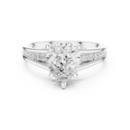 Pear Cut Cathedral Diamond Engagement Ring with Pavé Shoulders – 1.91 CTW