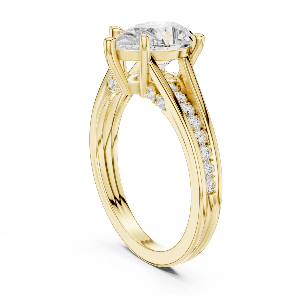 Pear Cut Cathedral Diamond Engagement Ring with Pavé Shoulders – 1.91 CTW
