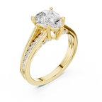 Pear Cut Cathedral Diamond Engagement Ring with Pavé Shoulders – 1.91 CTW