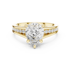Pear Cut Cathedral Diamond Engagement Ring with Pavé Shoulders – 1.91 CTW