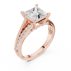 2.15 CT Princess Cut Diamond Hidden Halo Pavé Engagement Ring