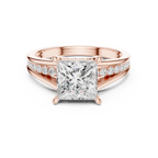 2.15 CT Princess Cut Diamond Hidden Halo Pavé Engagement Ring