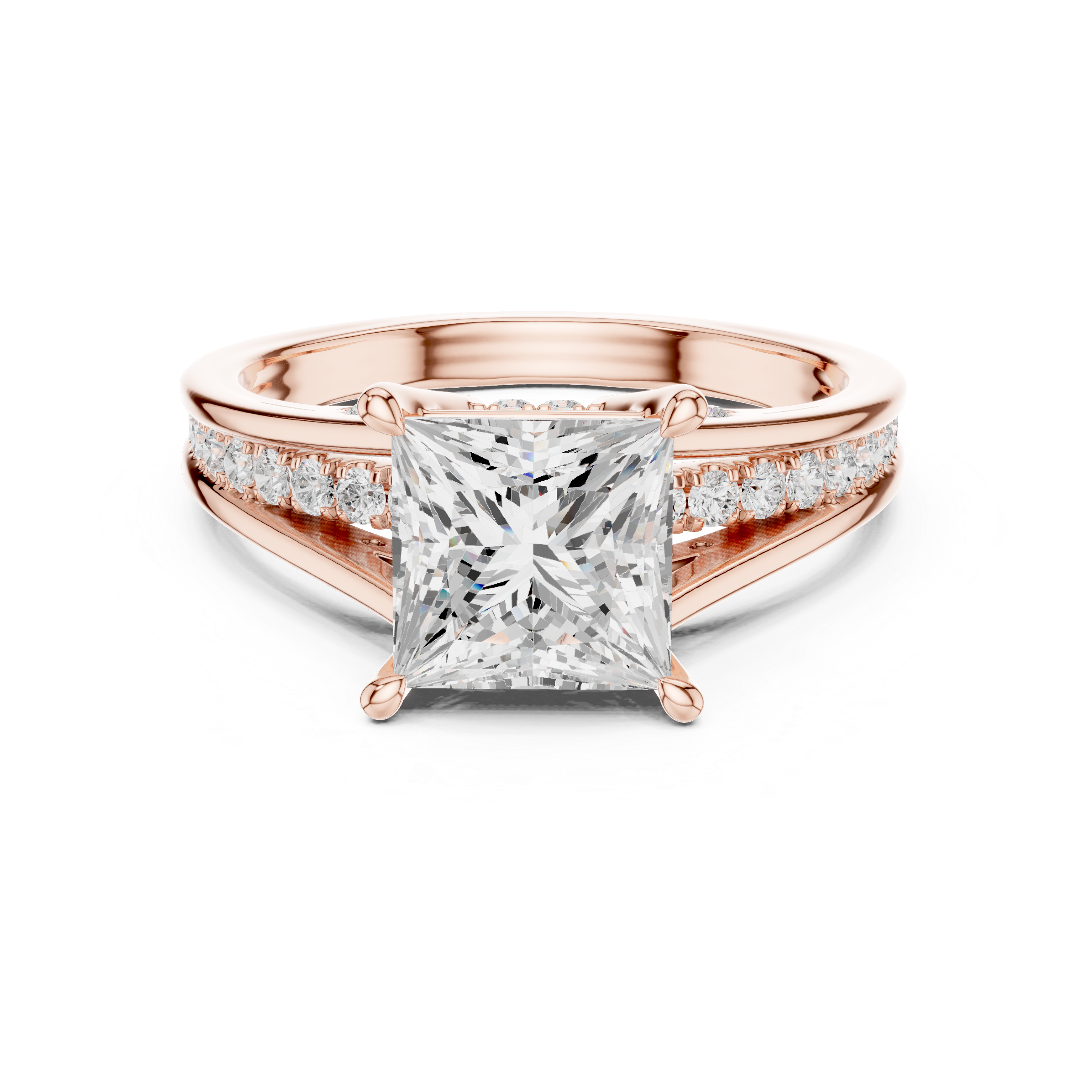 2.15 CT Princess Cut Diamond Hidden Halo Pavé Engagement Ring