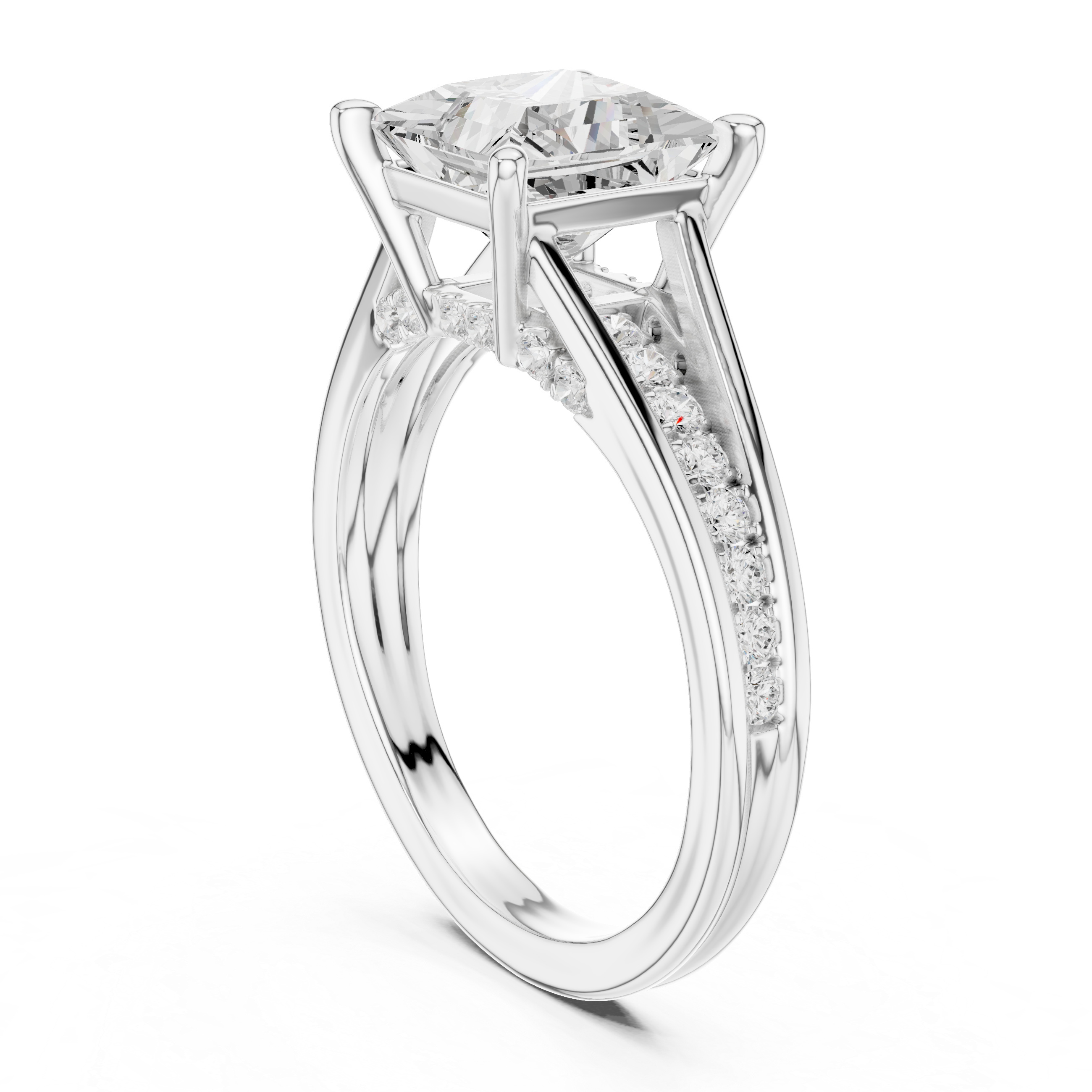2.15 CT Princess Cut Diamond Hidden Halo Pavé Engagement Ring
