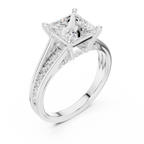 2.15 CT Princess Cut Diamond Hidden Halo Pavé Engagement Ring