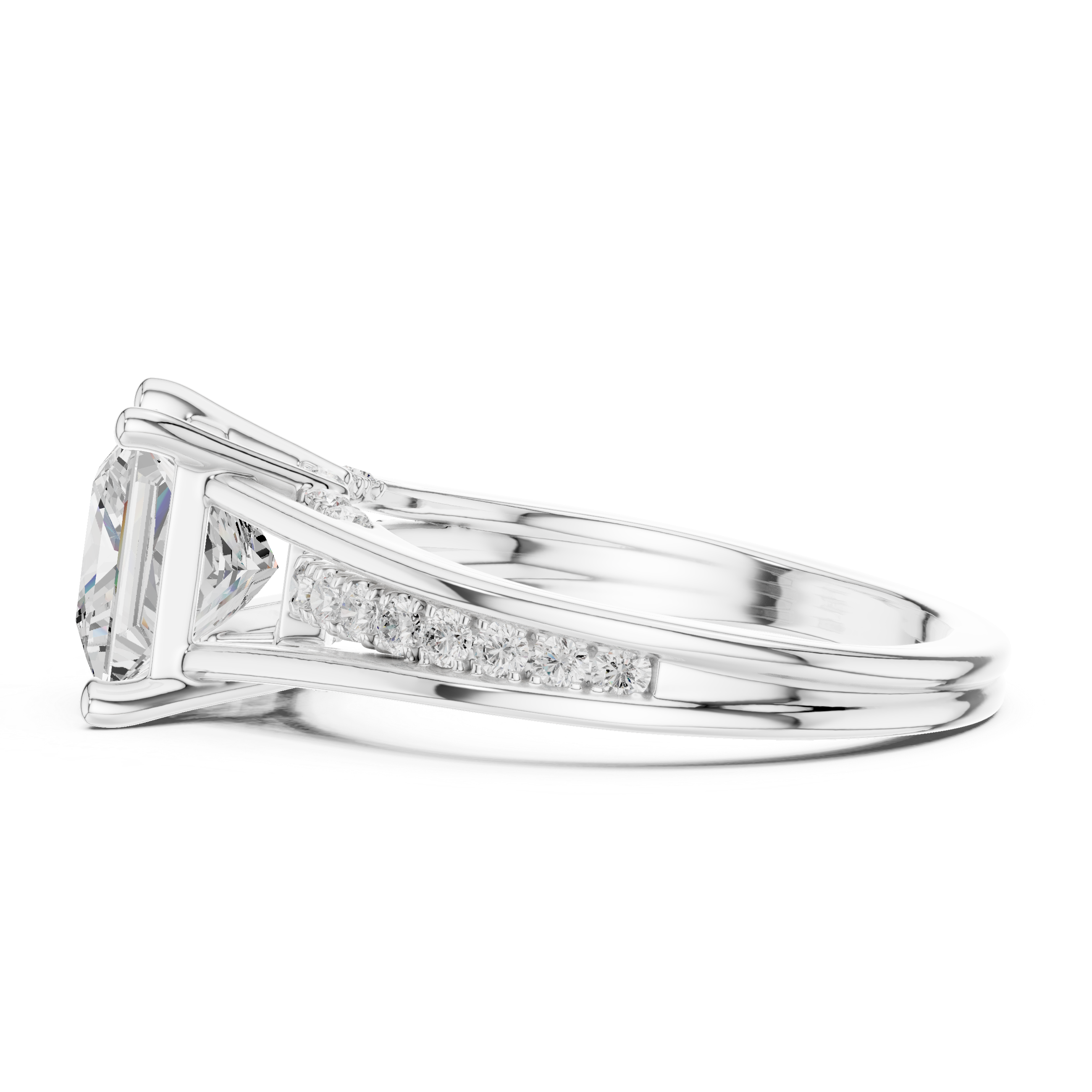 2.15 CT Princess Cut Diamond Hidden Halo Pavé Engagement Ring