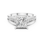 2.15 CT Princess Cut Diamond Hidden Halo Pavé Engagement Ring