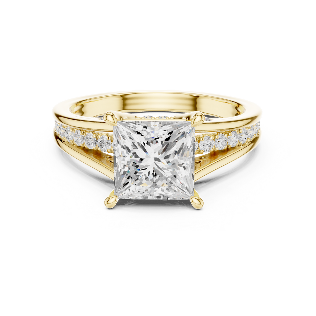 2.15 CT Princess Cut Diamond Hidden Halo Pavé Engagement Ring