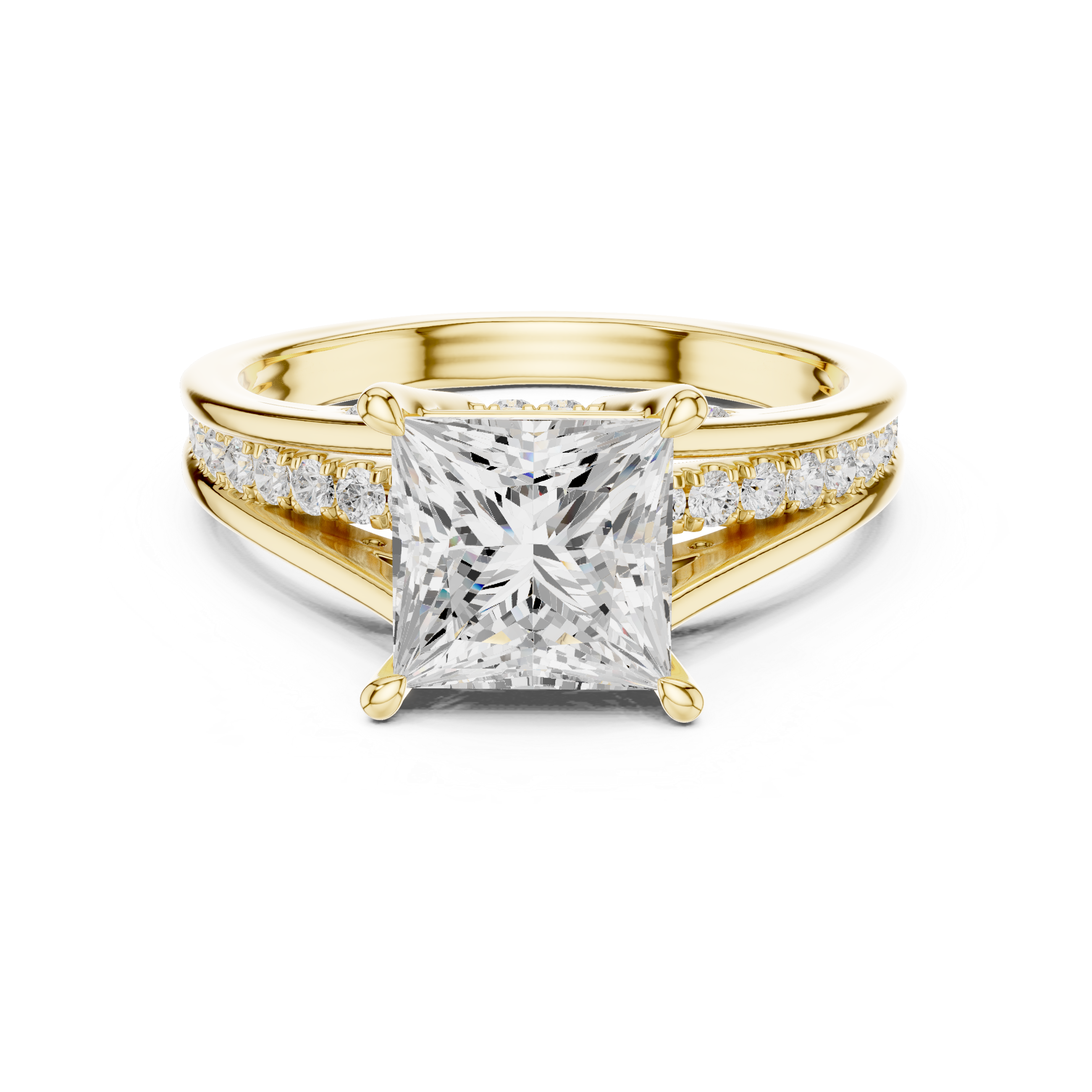2.15 CT Princess Cut Diamond Hidden Halo Pavé Engagement Ring