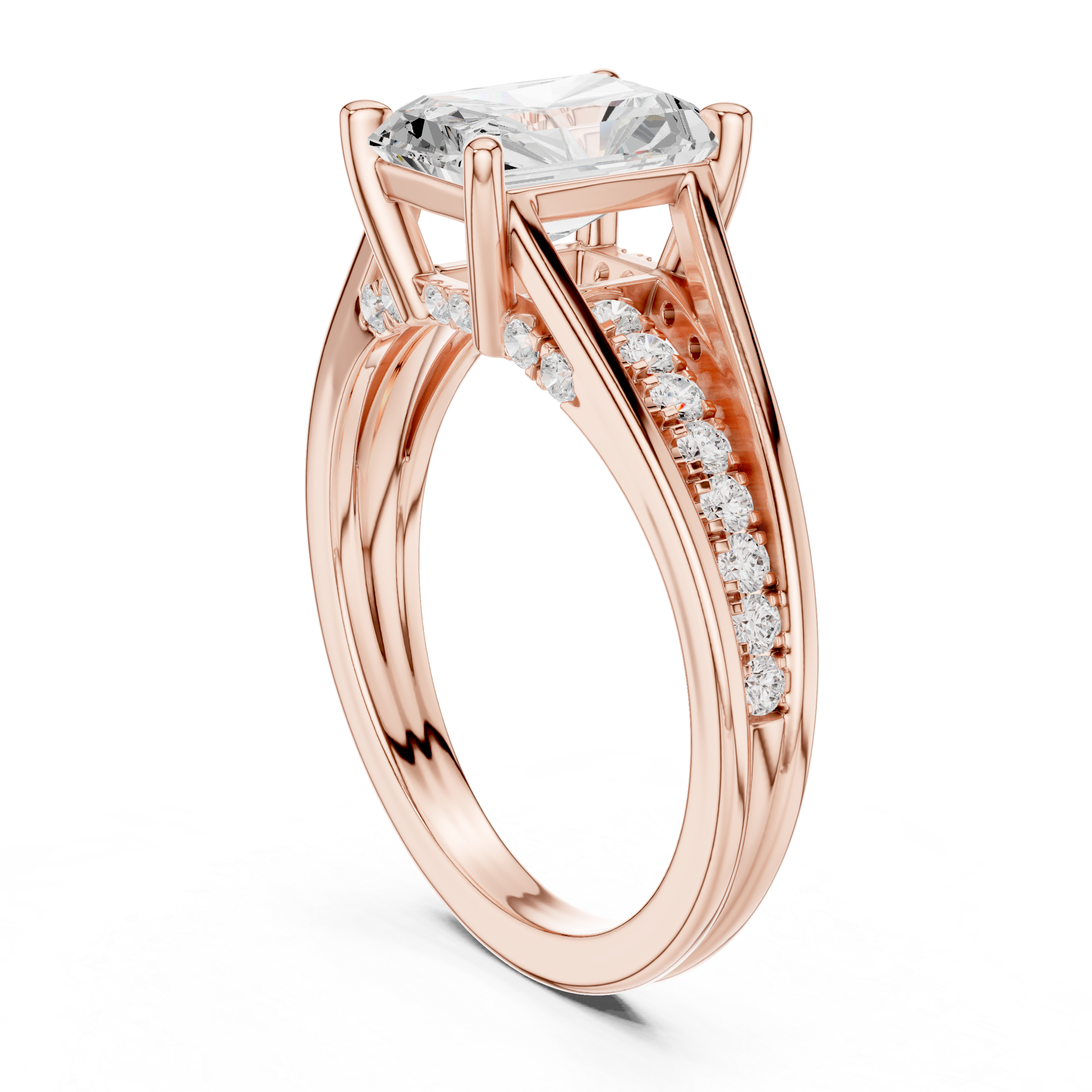 1.98 CT Radiant Cut Diamond Hidden Halo Pavé Engagement Ring