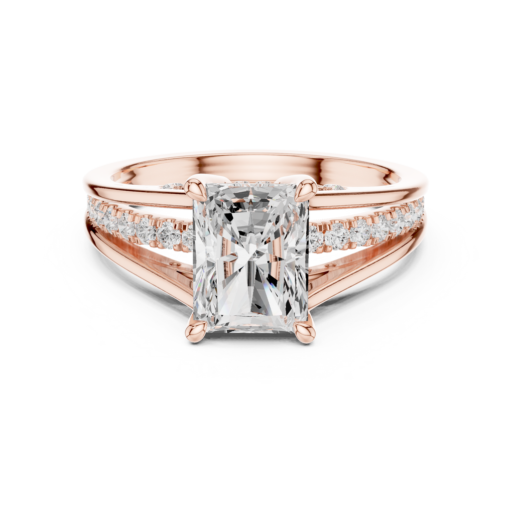 1.98 CT Radiant Cut Diamond Hidden Halo Pavé Engagement Ring